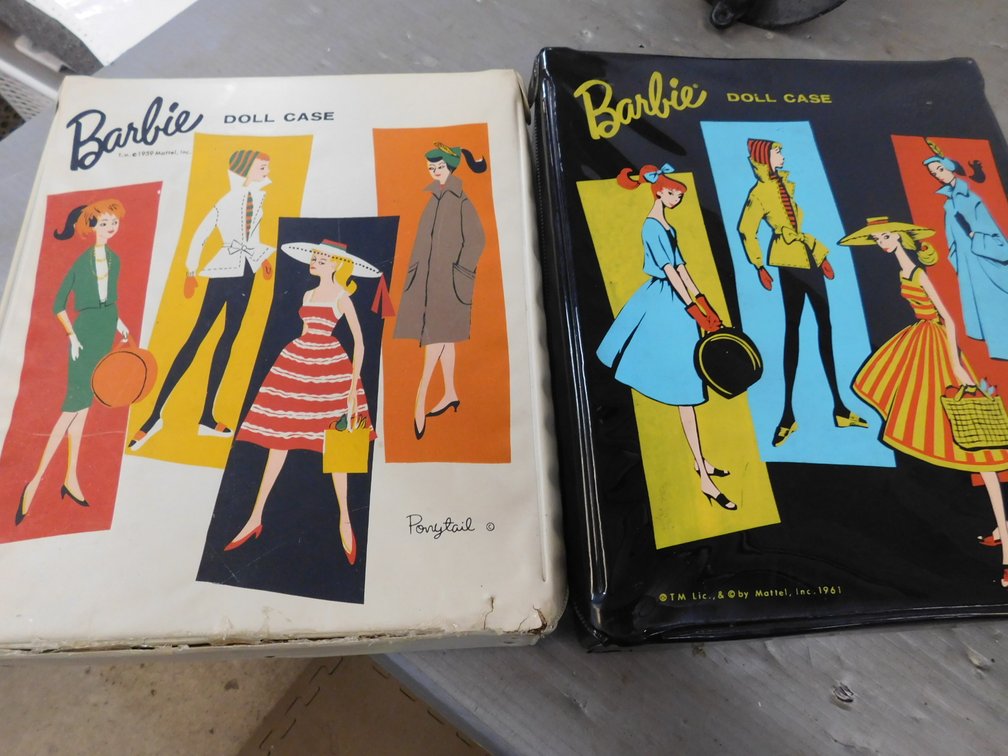 Two Vintage Barbie Doll Cases, one has some Contents