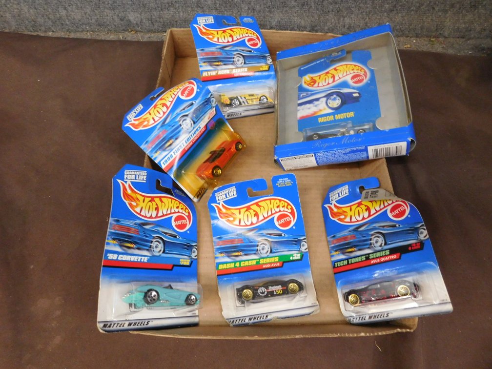 Six Assorted Hot Wheels Die cast Cars in Sealed Packages
