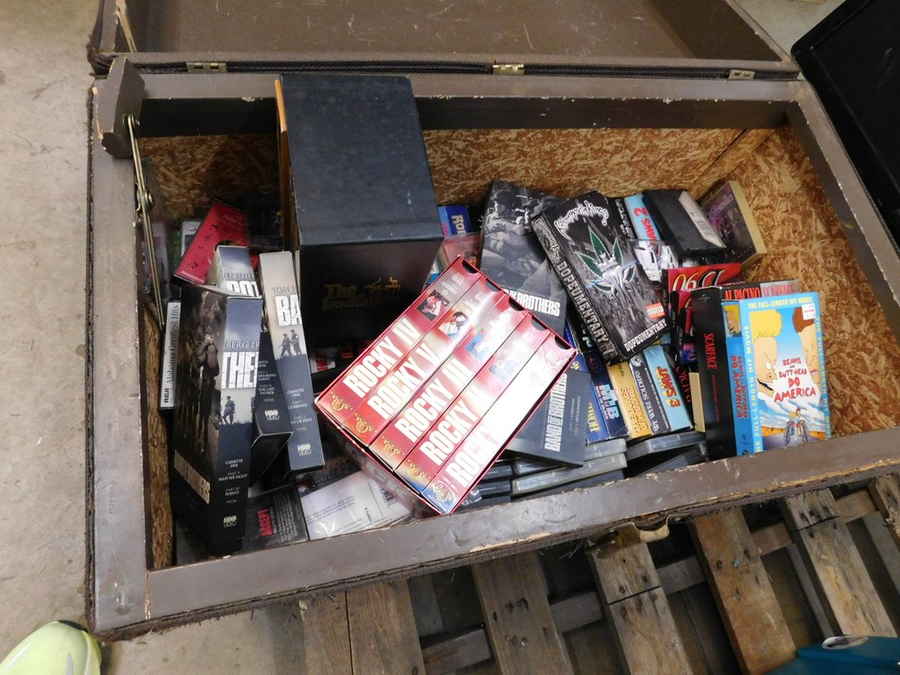 Trunk with Contents VHS and DVD's