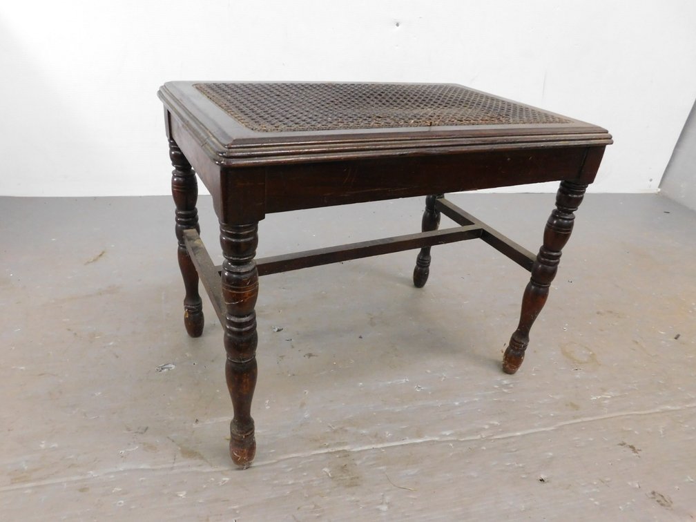 Bench with Cane Top 21" x 14" x 17", with Damage To cane