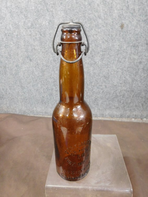 Vintage Amber Portsmouth BR'G & Ice Bottle