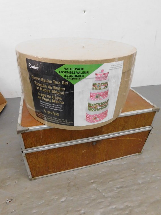 New Paper Mache Box Set 5 PCs, Trunk 18 1/2" x 8 1/2" x 10"