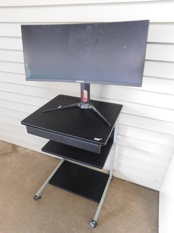 Computer Desk with Monitor, Monitor has damage