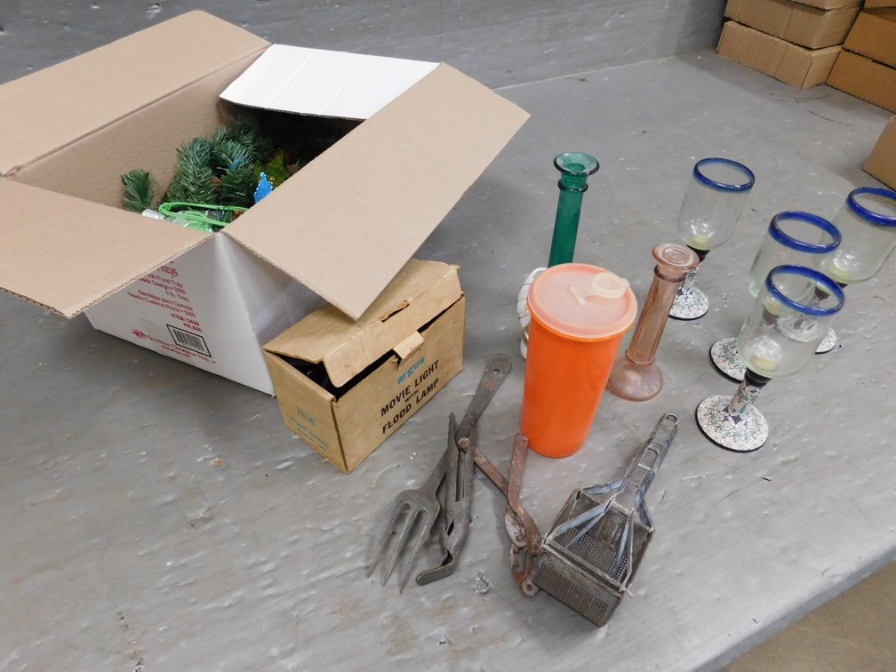 Lot of Assorted Glassware and Kitchen Utensils