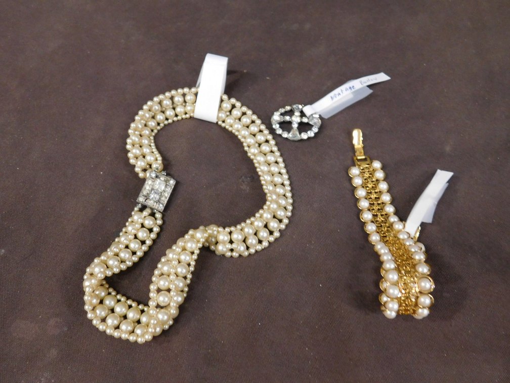 Vintage Button, Avon Bracelet, 1950'2 Necklace