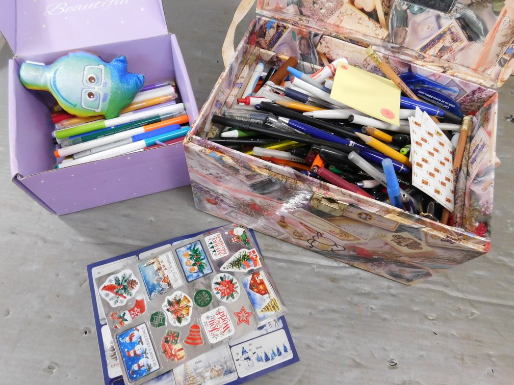 Case with Assorted Pens, Markers Etc., Markers
