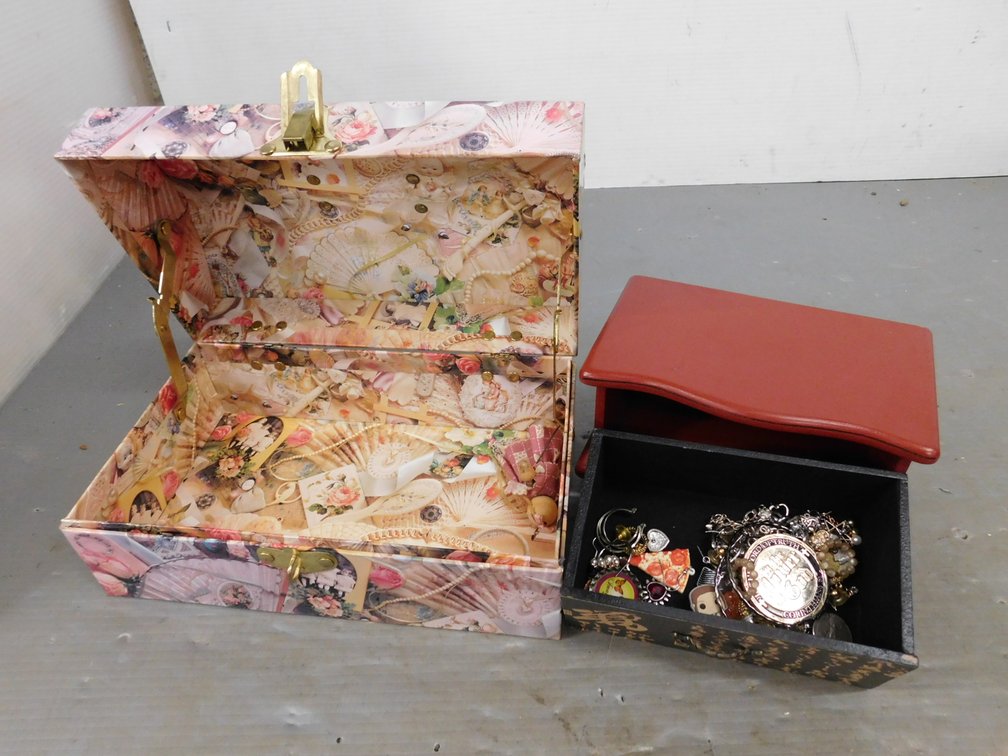 Jewelry Box with Jewelry, Decorative Box 11 1/2" x 7" x 5 1/2"