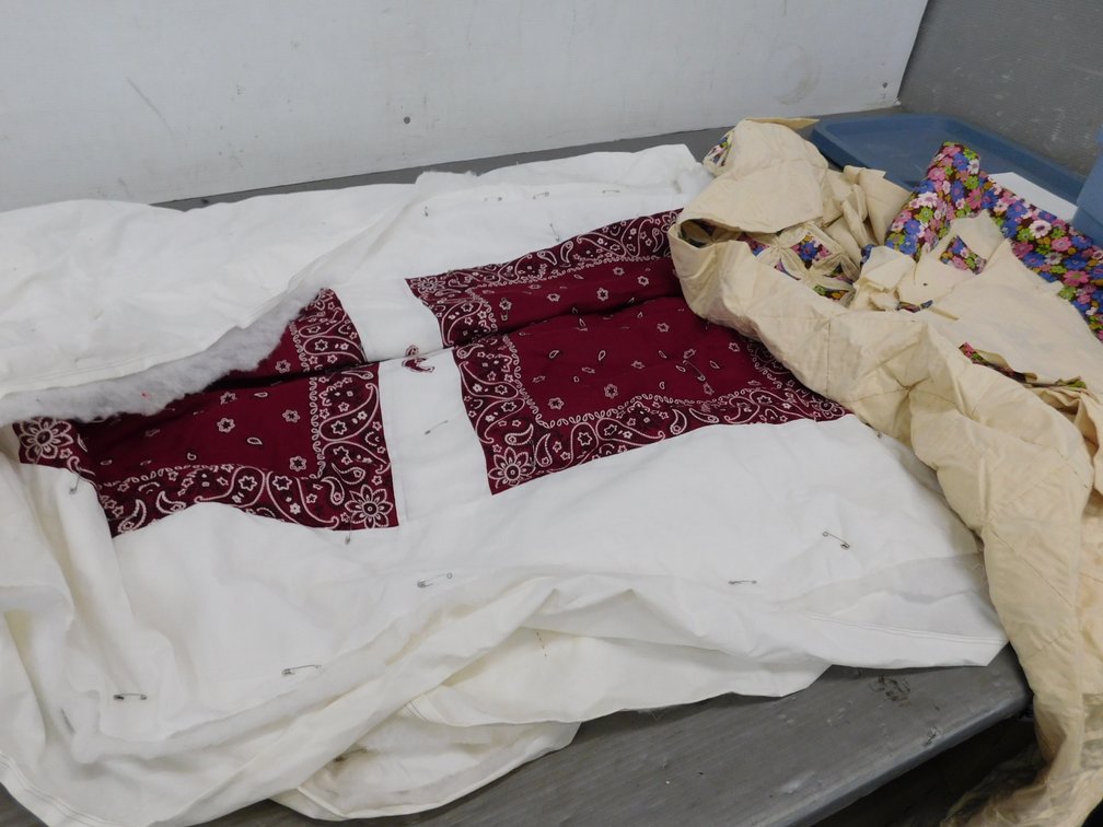 Two Unfinished Quilts, Blankets in Tote
