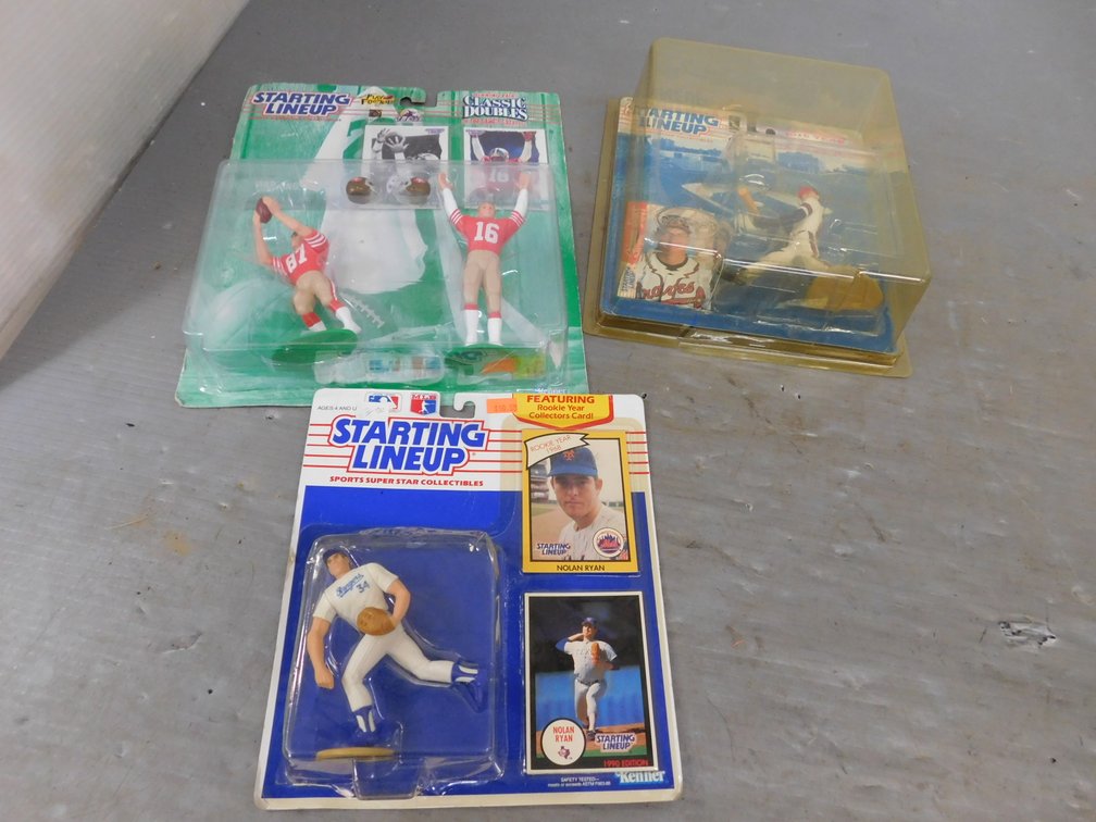Starting Line Up Action Figures, Chipper Jones, Dwight Clark, Joe Montana, Nolan Ryan