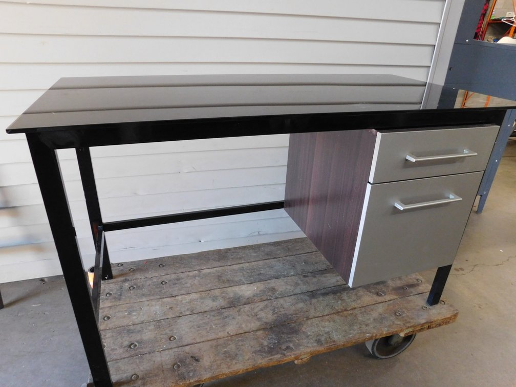 Two Drawer Glass Top Desk 48" x 22 1/2" x 29" T