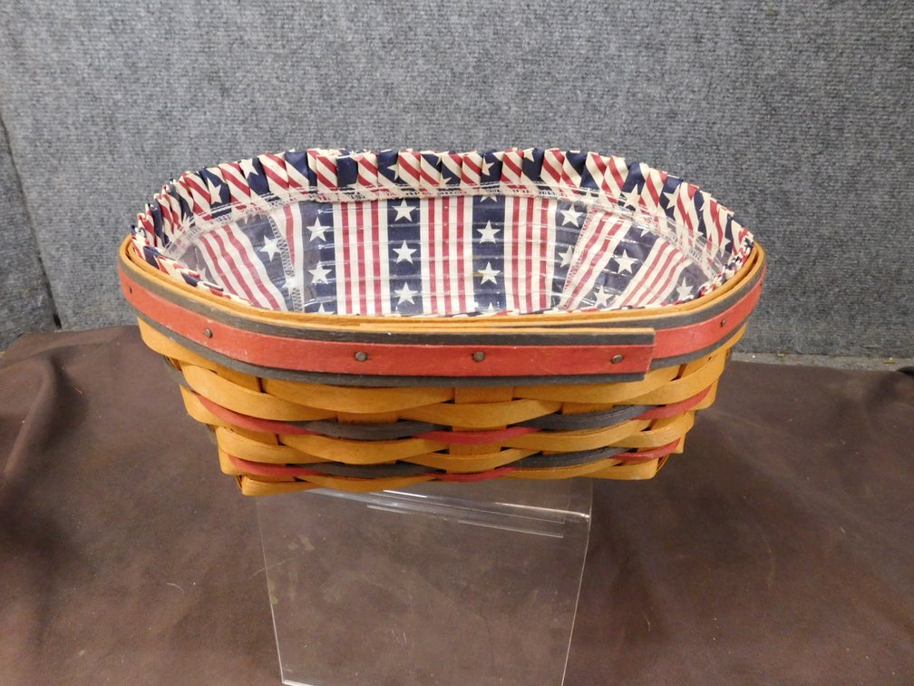 1999 Longaberger Basket  with Liner, Protector 10" x 8 1/2" x 4"