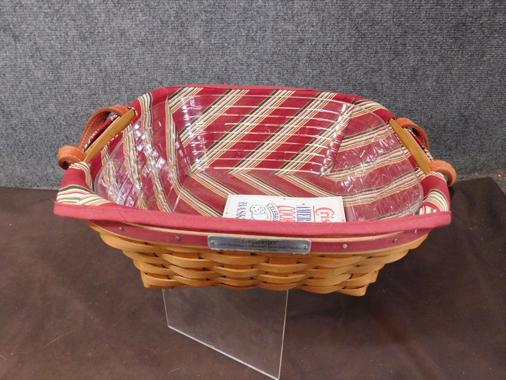 2003 Longaberger Silver Bells Basket Celebrating 25 Years with Liner, Protector 12" x 11 1/2" x 4"