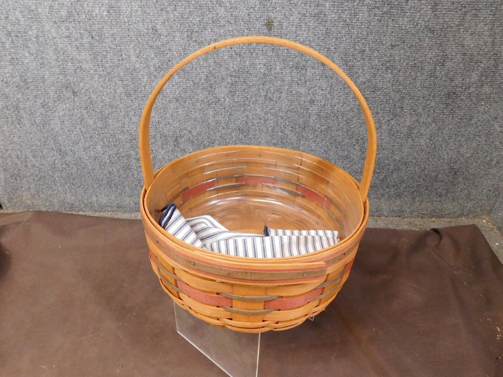 1992 Longaberger Basket with Liner, Protector 9 1/2" x 4" Crisco American Cookie Basket with Liner