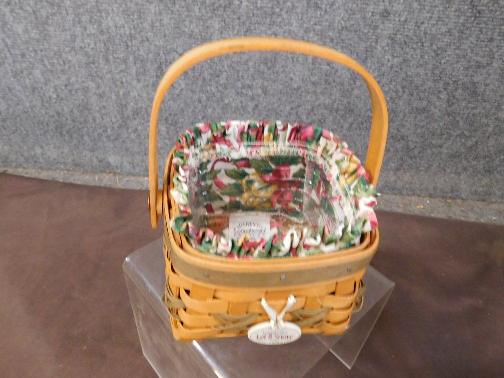 2000 Longaberger Tree Trimming Basket with Liner, Protector, Tie-On 5" x 5" x 3"