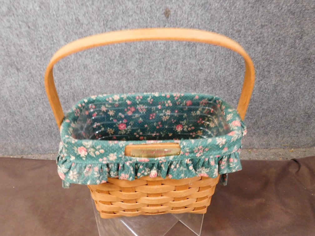 1993 Longaberger Dresden Basket with liner, Protector 5" x 9" x 6 1/2"