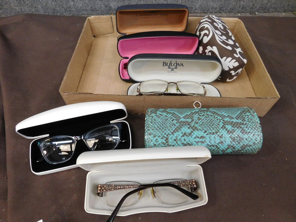 Assorted Glass Cases with Glasses