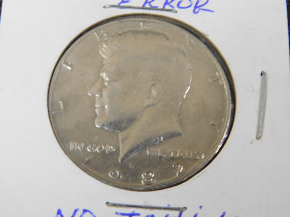 1987 P Kennedy Half Dollar Error Coin "No Initial"