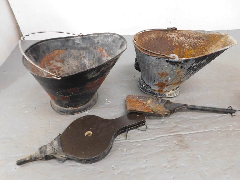 Two Ash Buckets, Bellow, Scoop
