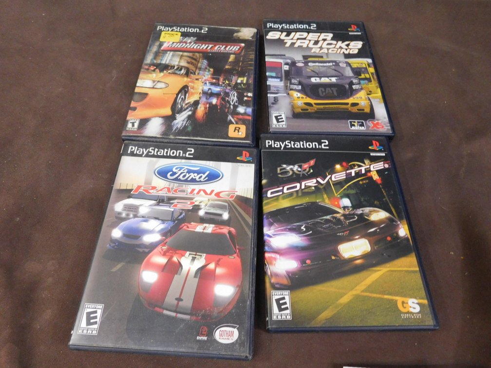 Four PlayStation 2 Games, Ford Racing 2, Midnight Club, Corvette, Super Trucks Racing