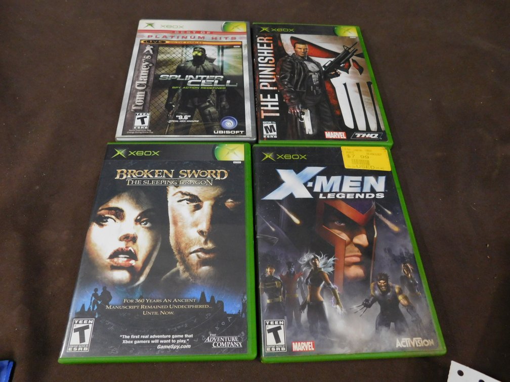 Four XBOX Video Games, Broken Sword, Splinter Cell, X-Men Legends, The Punisher