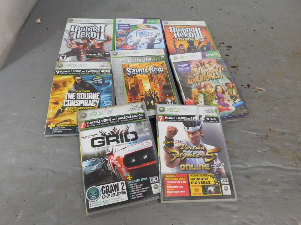 XBOX 360 Games, Guitar Hero II, Guitar Hero III Legends of Rock, Game Party In Motion etc.