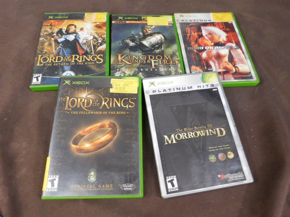 Five XBOX Video Games, Lord of The Rings, Dead or Alive 3, Kingdom Under Fire etc.