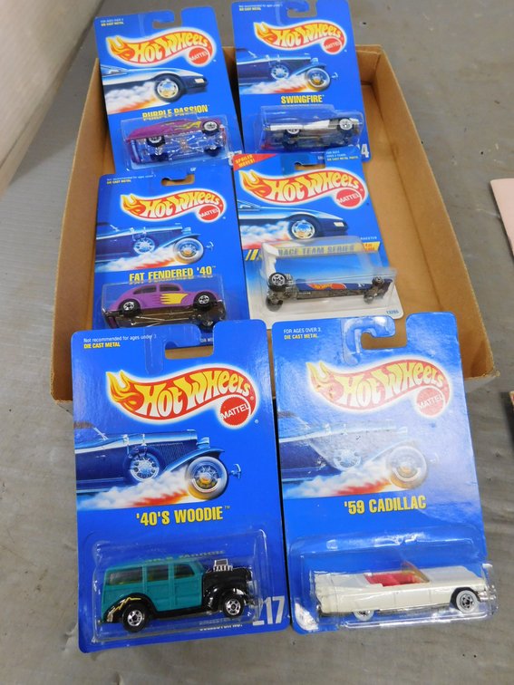Six Hot Wheels Die Cast Cars, New in Package