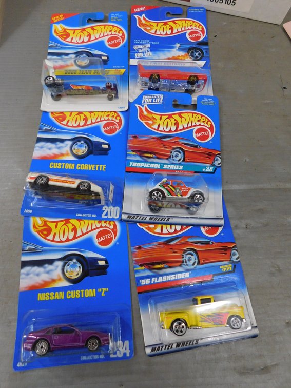 Six Hot Wheels Die Cast Cars, New in Package