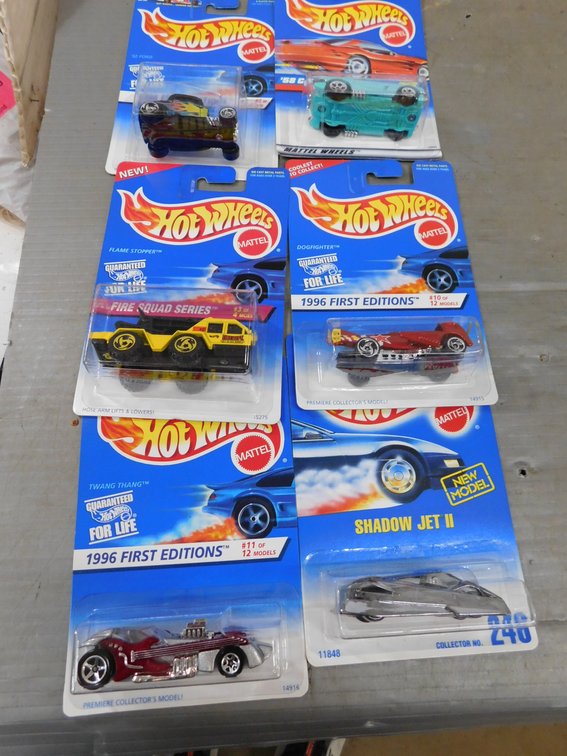 Six Hot Wheels Die Cast Cars, New in Package