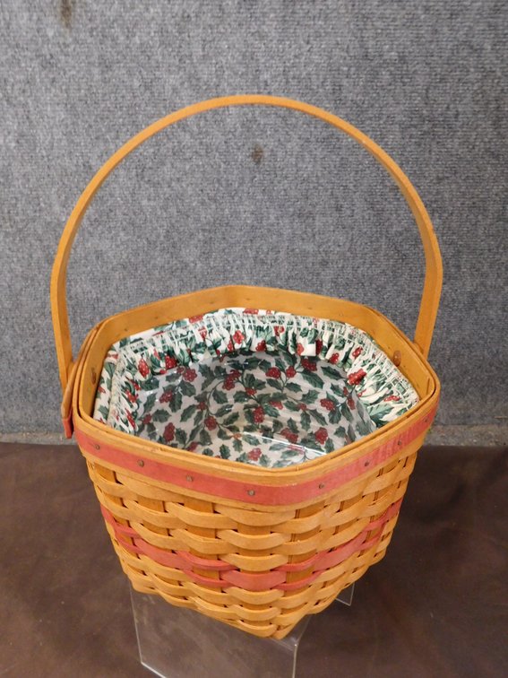 1997 Longaberger Snowflake Basket with Liner, Protector 9" x 10" x  6 1/2"