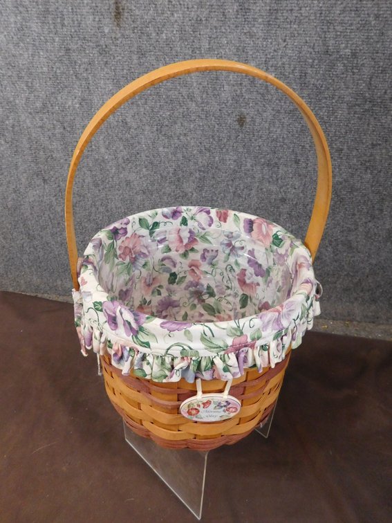 1996 Longaberger Morning Glory Basket with Liner, Protector 8" x 8" x 7"