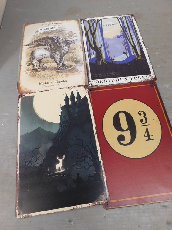 Four Harry Potter Metal Sign 8" x 12"