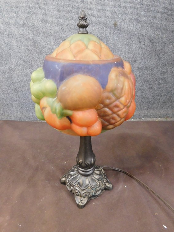 Vintage Reverse Painted Fruit Lamp 15 1/2" T