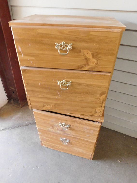 Two Light Brown Pressed Wood Night Stands with Damage