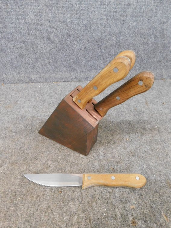 Stainless Steel Steak Knives in Wood Block