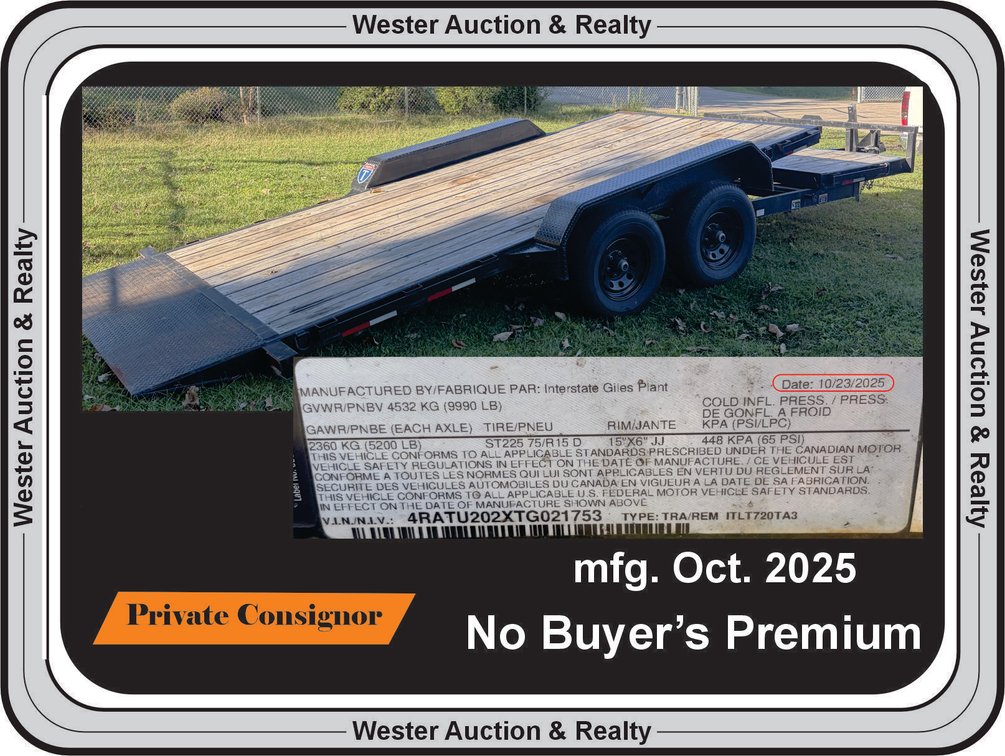 2025 tilt trailerwith tandem axles - VIN - 4RATU202XTG021753