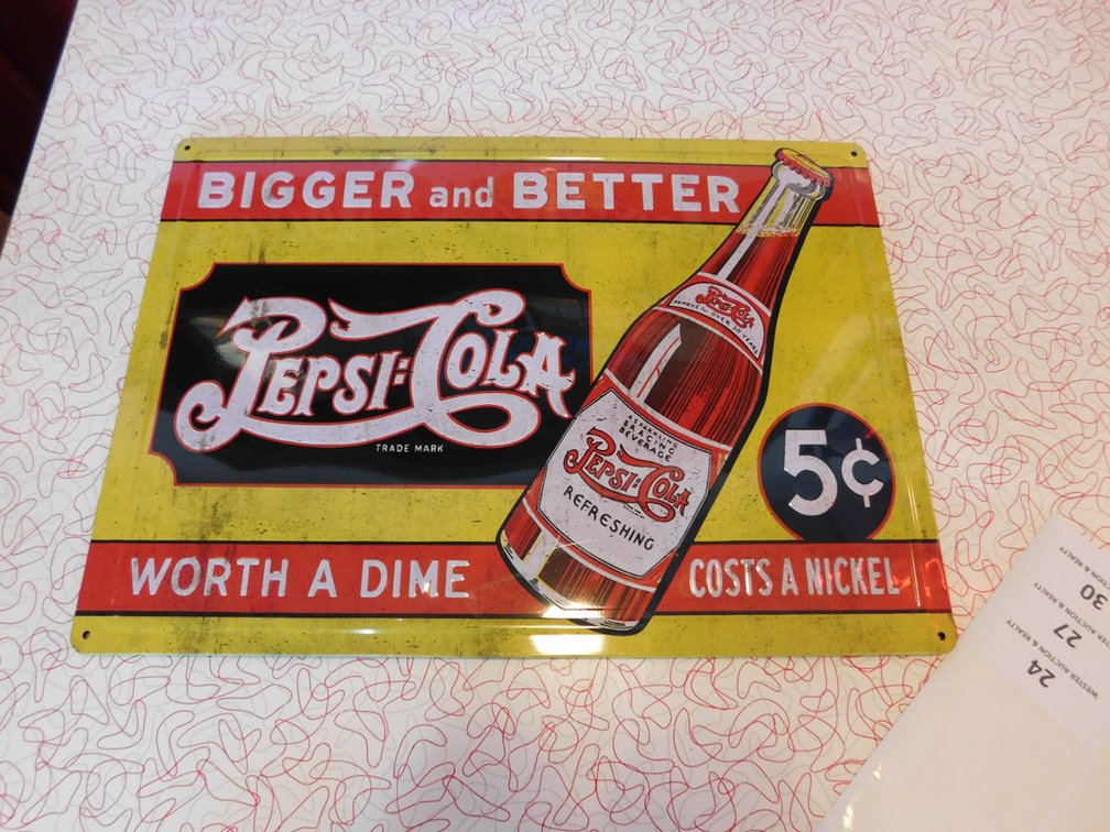 Tin Pepsi Cola Sign