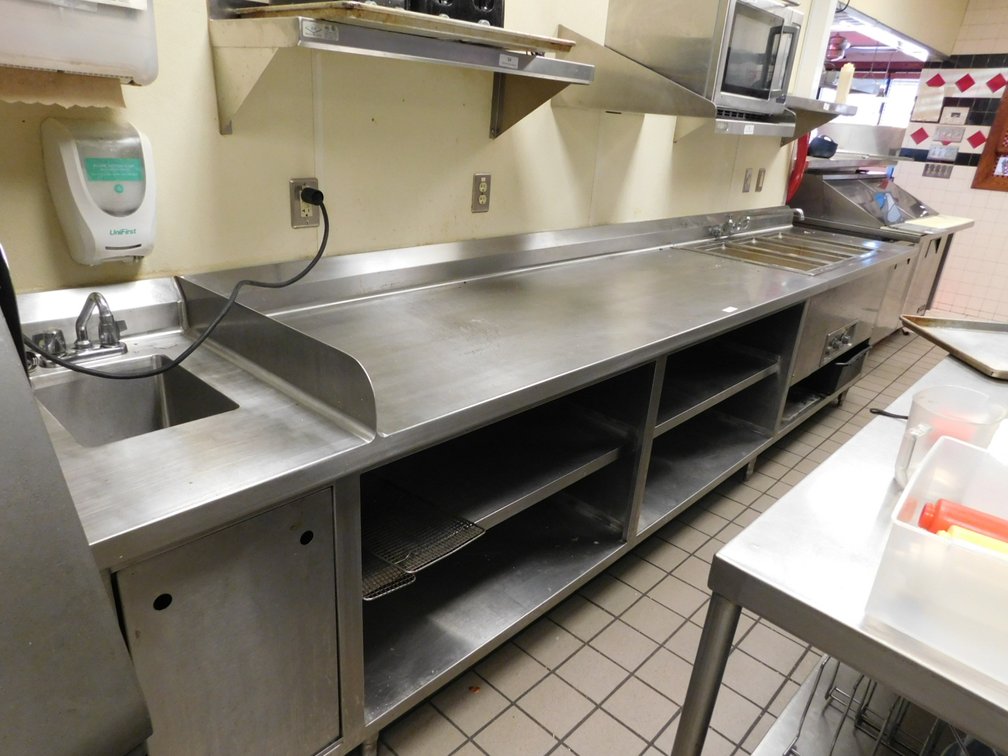 Work Top Counter w/Steam Table & Hand Sink