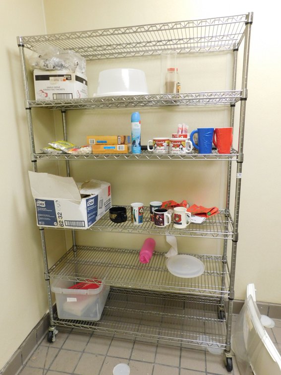 Chrome Wire Shelving Unit with Contents