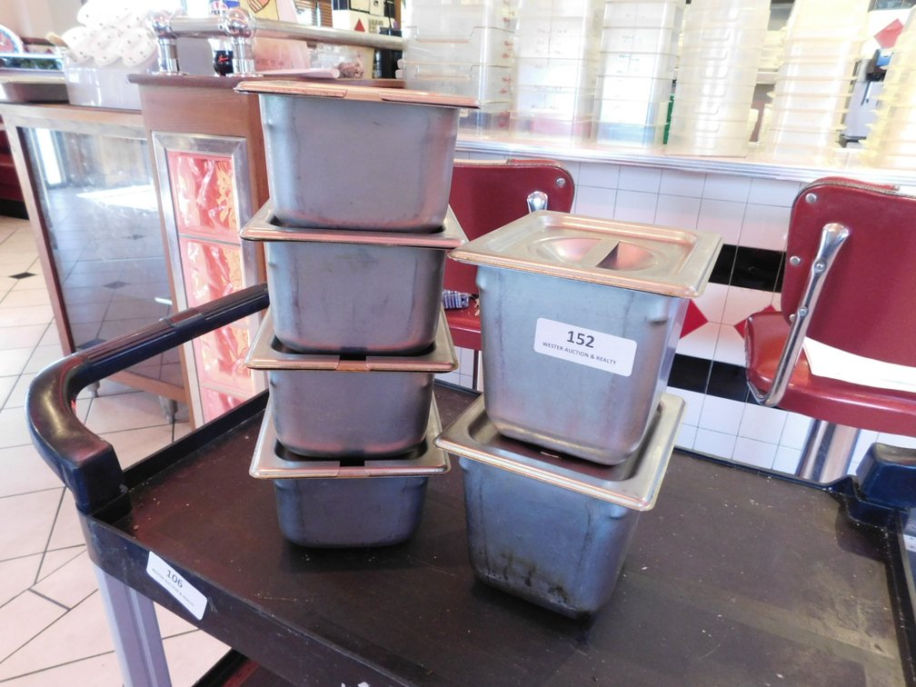 (6) 1/6 Hotel Food Pan with Lids