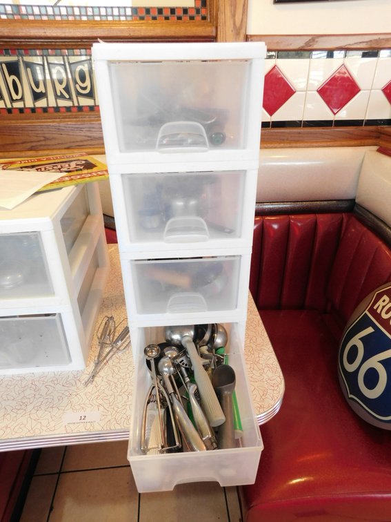 (4) Assorted Utensils with Storage Bin