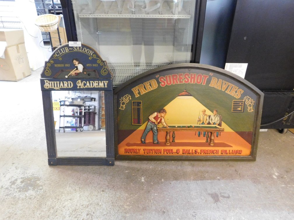 (2) Billiard Themed Wall Decor Pieces
