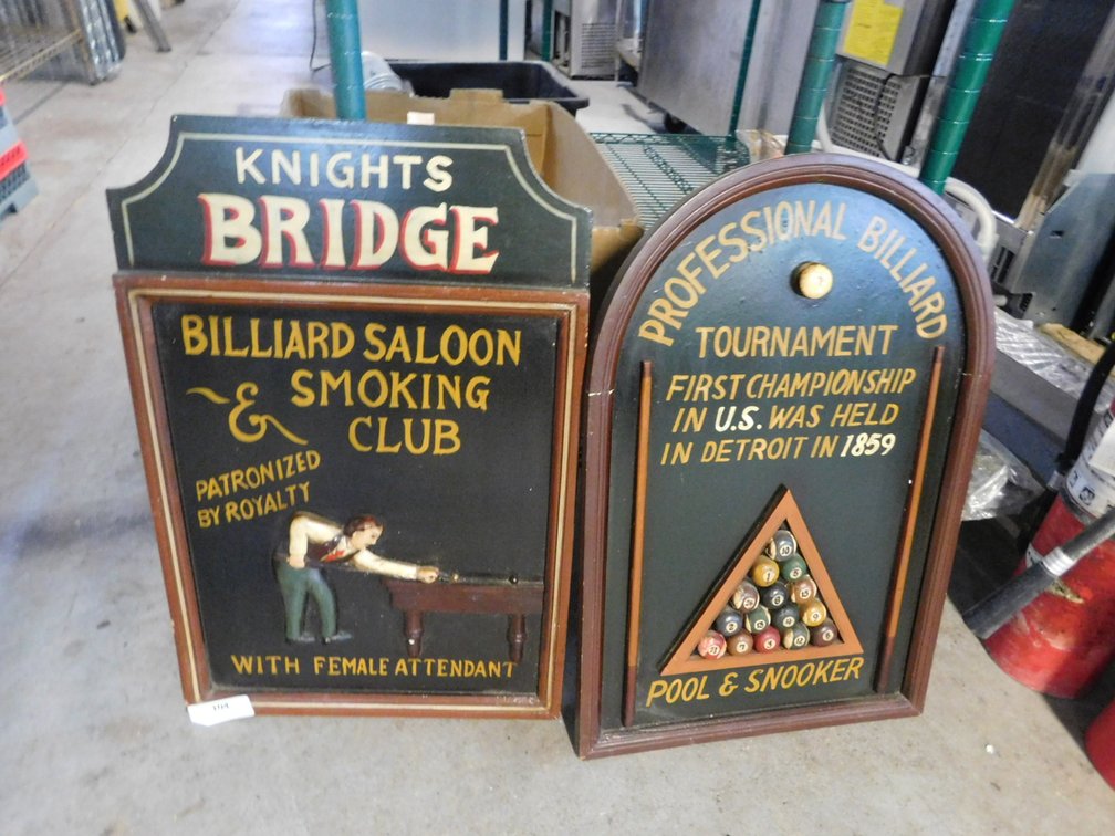 (2) Billiard Themed Wall Decor Pieces