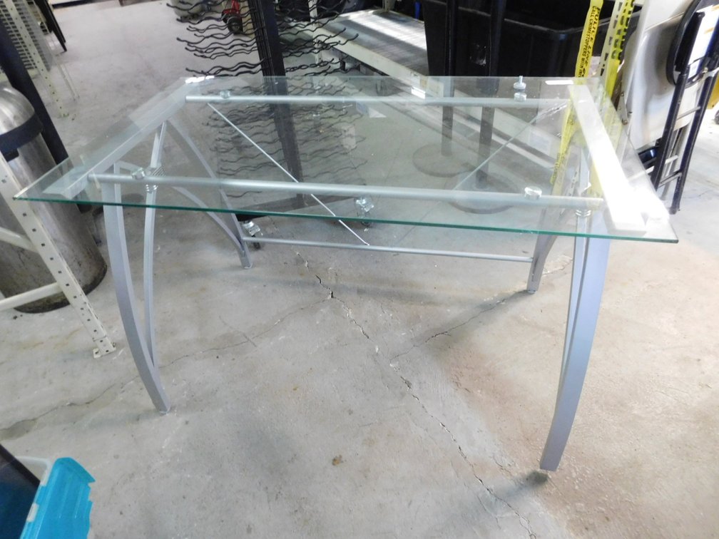 Metal Framed Glass Top Desk