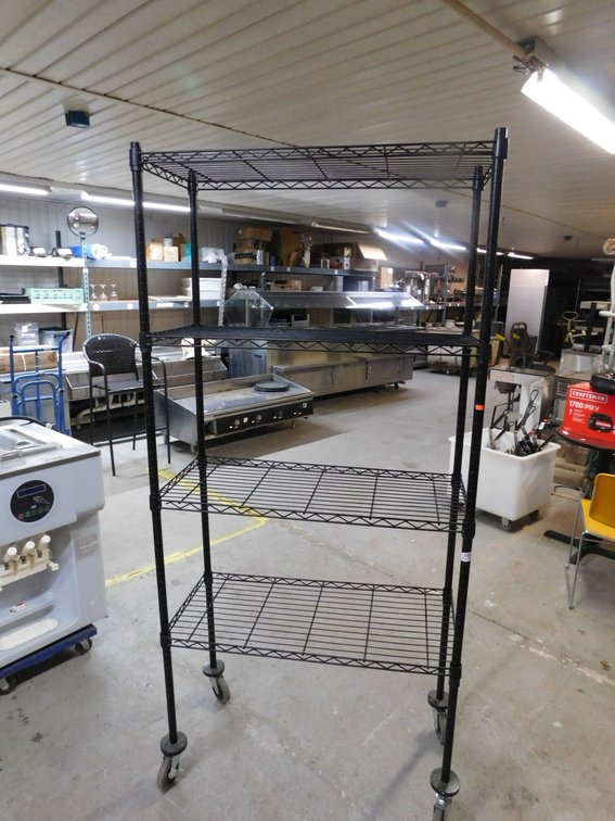 Black Wire Shelving Unit on Wheels-16" X 36"