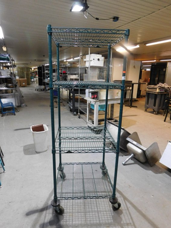Green Epoxy Wire Shelving Unit on Wheels- 24" X 24"