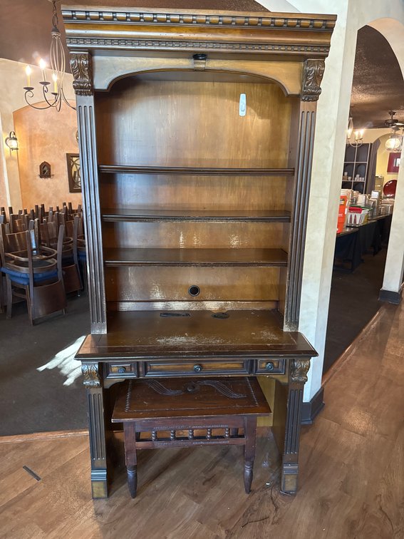 Antique-style secretary desk with a built-in bookcase, 21x40x80
