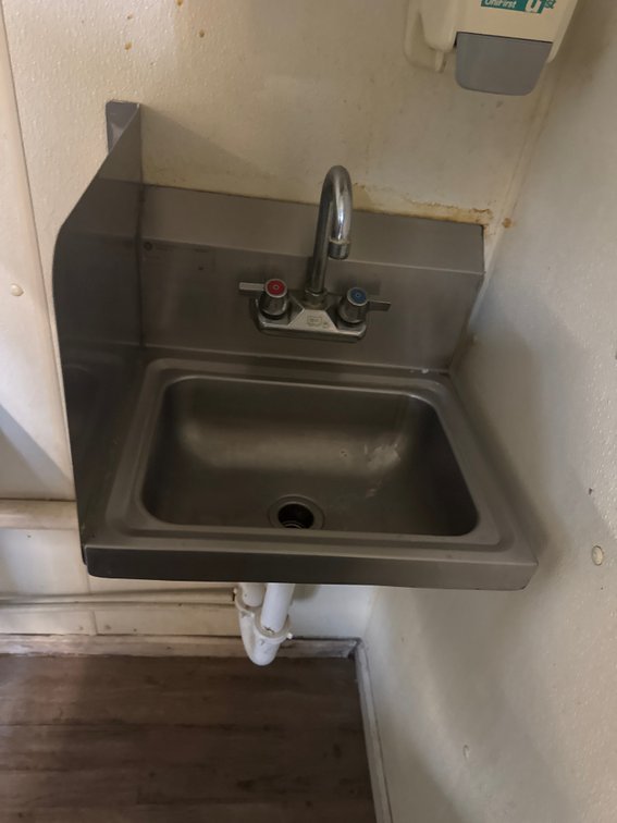 Hand sink with splash guard, 16 inch