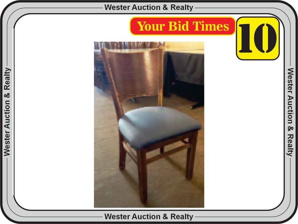 Wood Dining Chair W/Blue Cushions