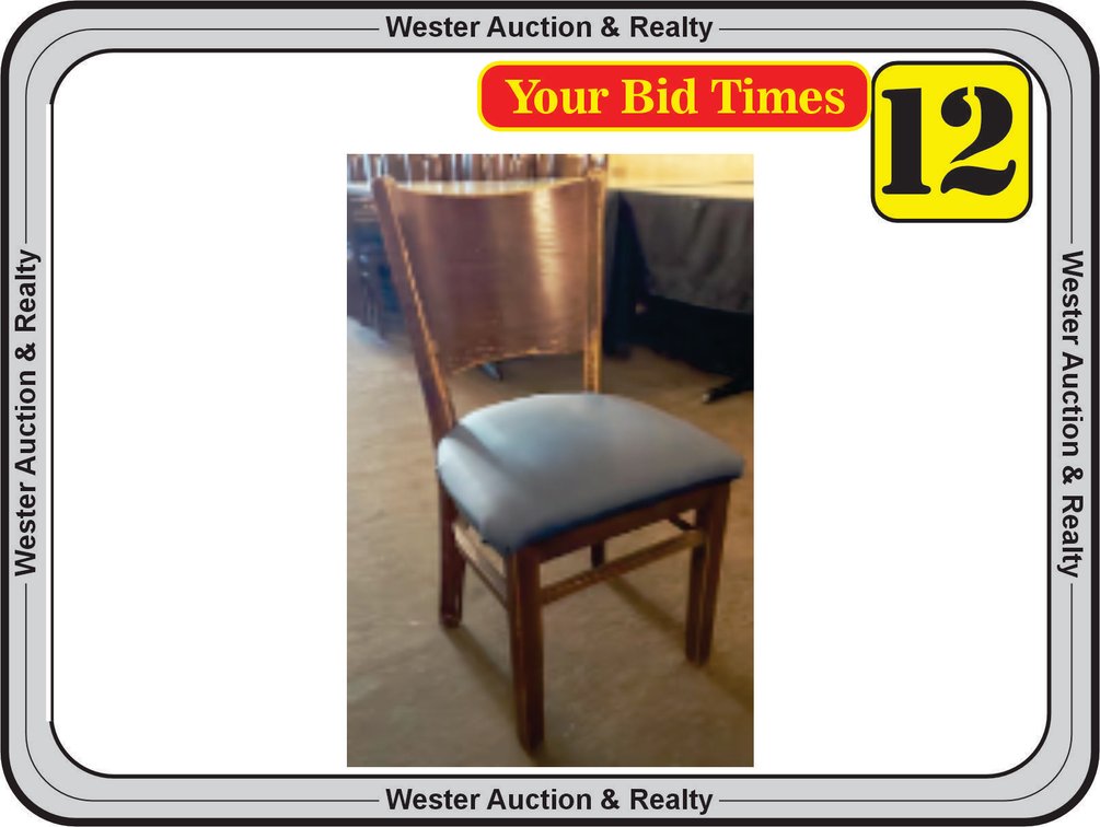 Wood Dining Chair W/Blue Cushions